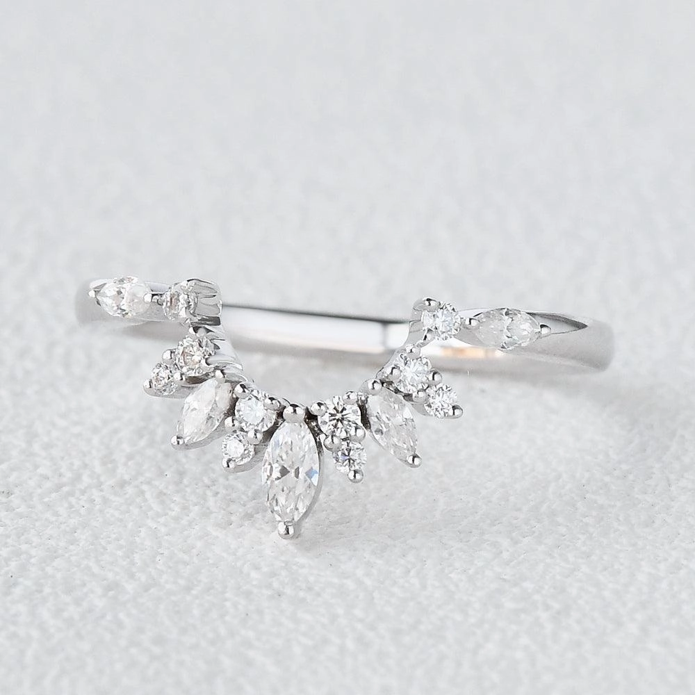 Moissanite Stacking White Gold Ring Trendy Feel Casual Elegance