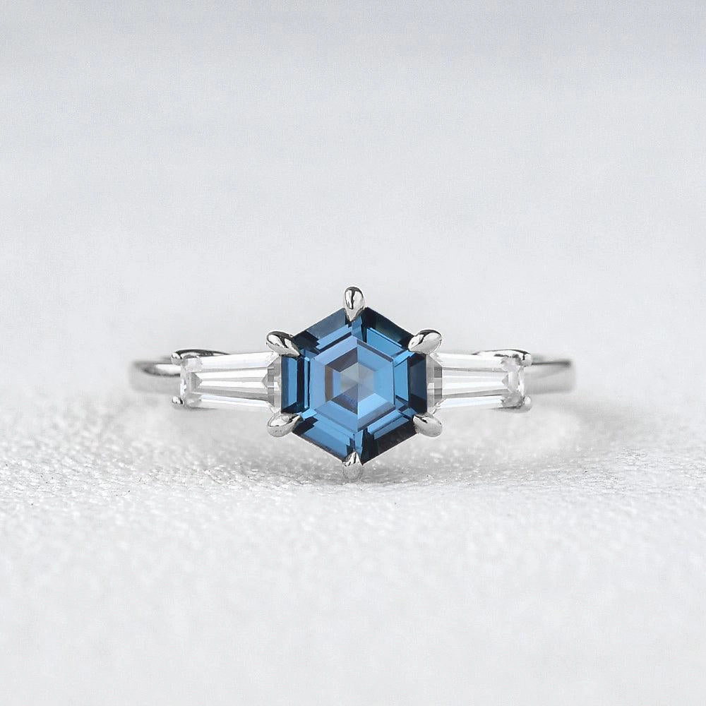 Blue Topaz Yellow Gold Geometric Ring Daily Gift Urban Touch