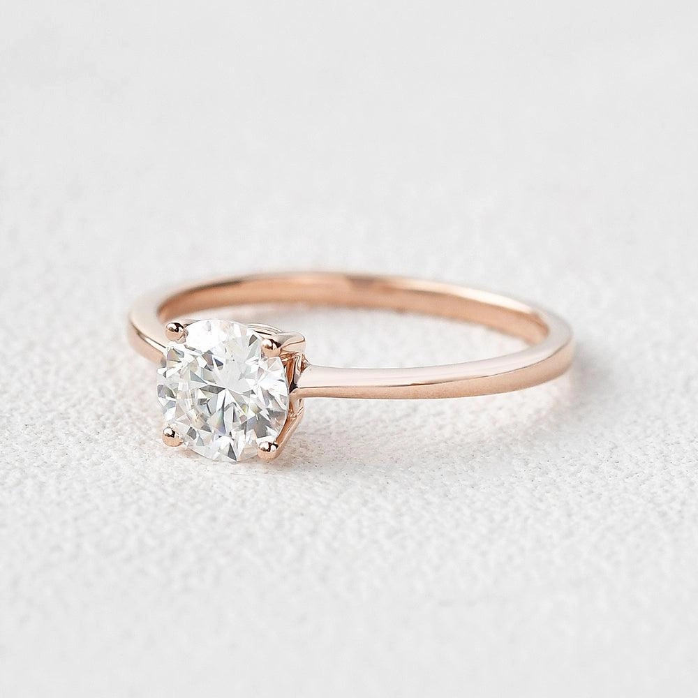 Contemporary Layer Party Detail 1.0ct Classic 4 Prongs Yellow Gold Ring