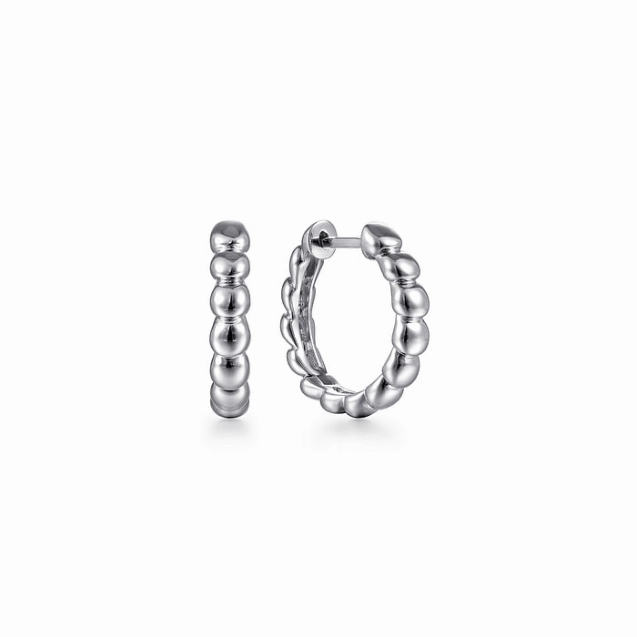Occasion Wear Accent Detail 925 Sterling Silver Bujukan 15mm Classic Huggie Earrings