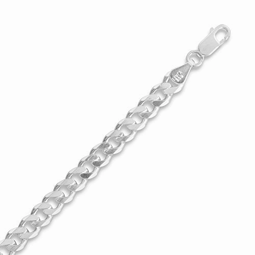 Beveled Curb Chain Bracelet 5mm Width 150 Sterling Silver Bold Charm