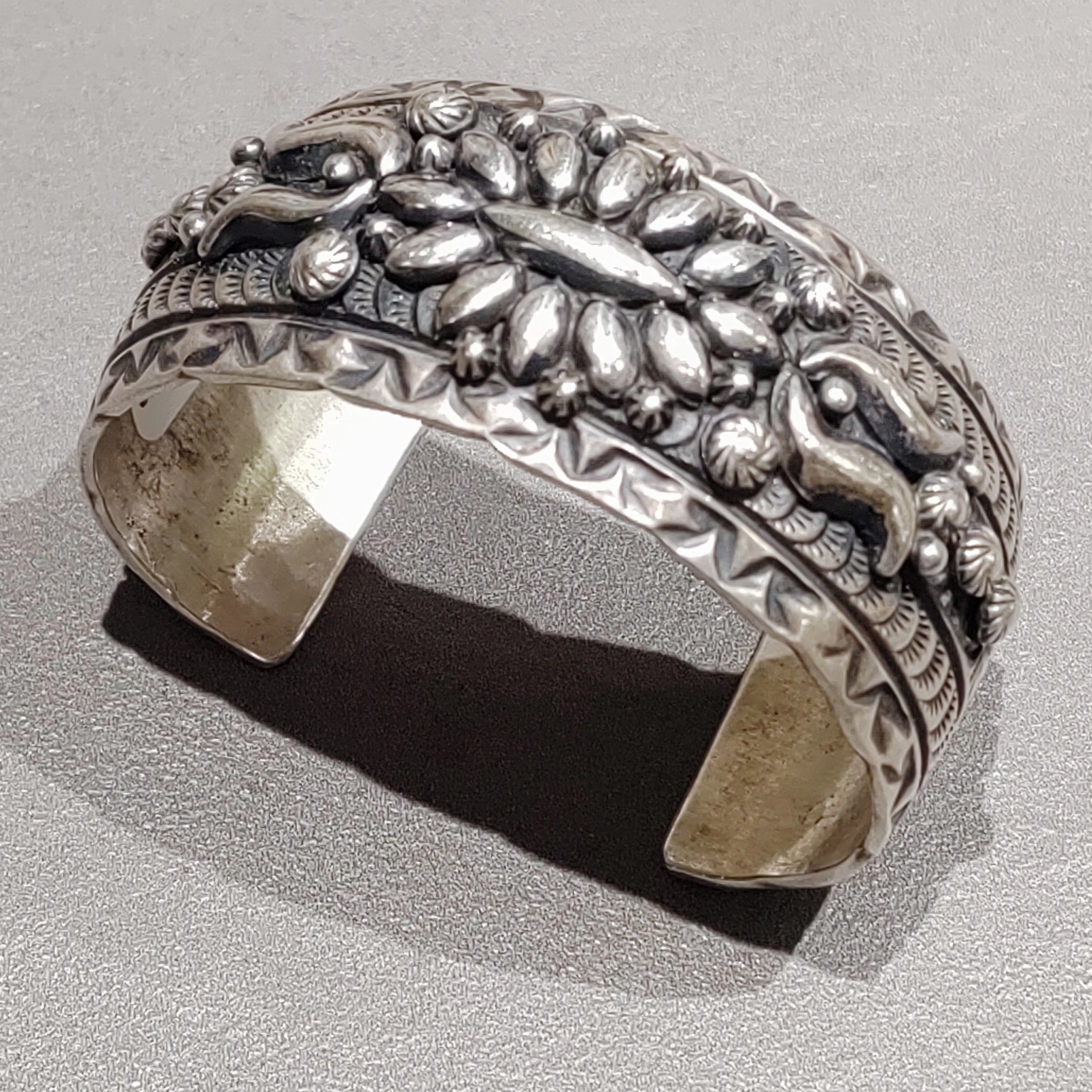 Cool Texture Casual Charm Darryl Becenti Navajo  Sterling Silver Bracelet - Handmade Native American