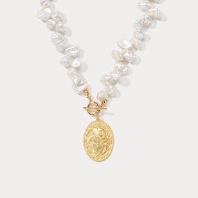 Goddess Coin Pearl Necklace Attractive item