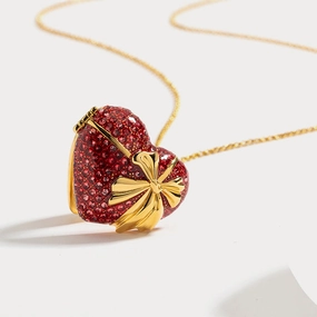 Date Night Accessory High-Quality Item Gold heart Locket Necklace