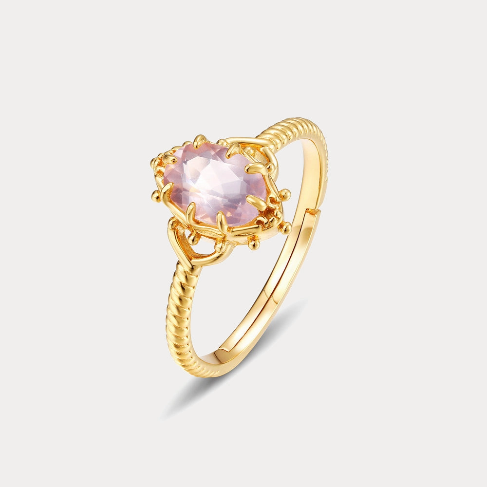 Gold Rose Quartz Ring Traditional Work