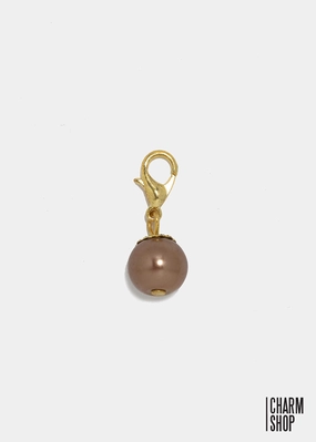 Layered Finish Fashion Appeal Gold Tone Dark Brown Pearl Dangle Charm