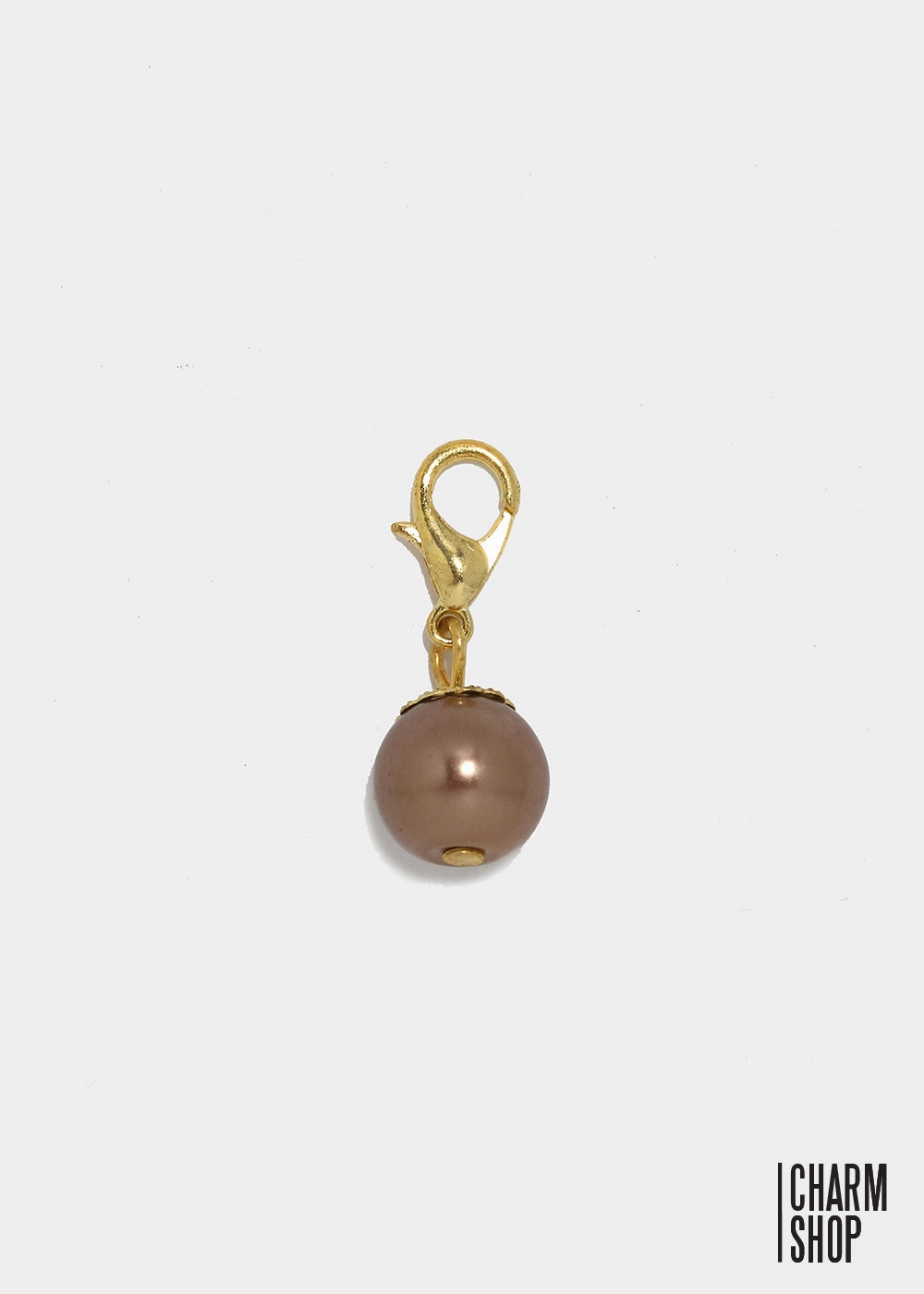 Gold Tone Dark Brown Pearl Dangle Charm Bright design
