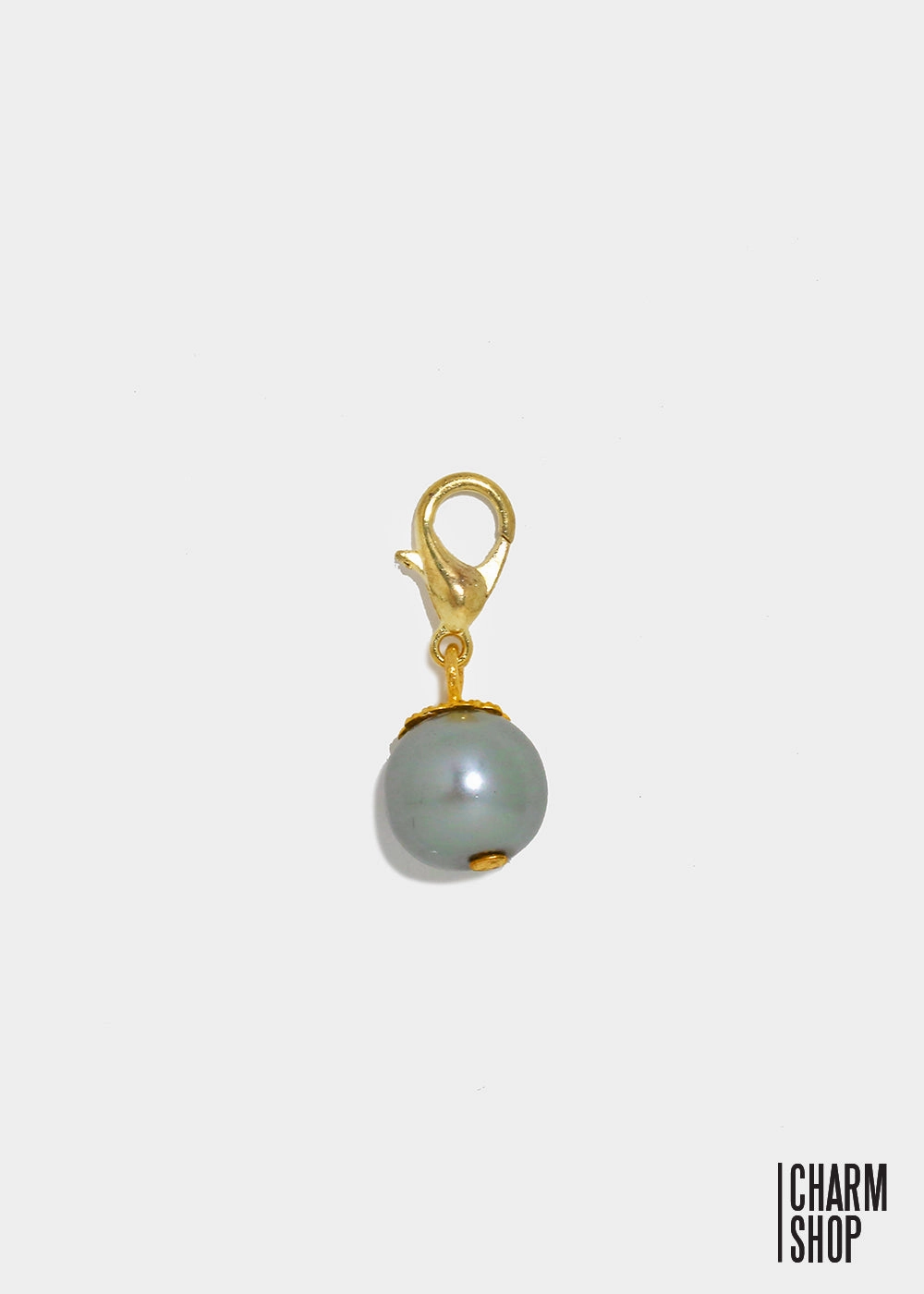 Gold Tone Gray Pearl Dangle Charm Sophisticated Shine Pieces