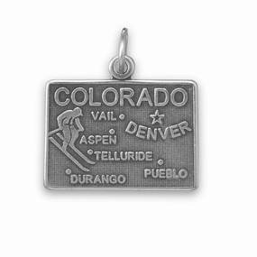 Colorado State Charm Antiqued Sterling Silver Enchanted Edge Radiant Pieces Finish