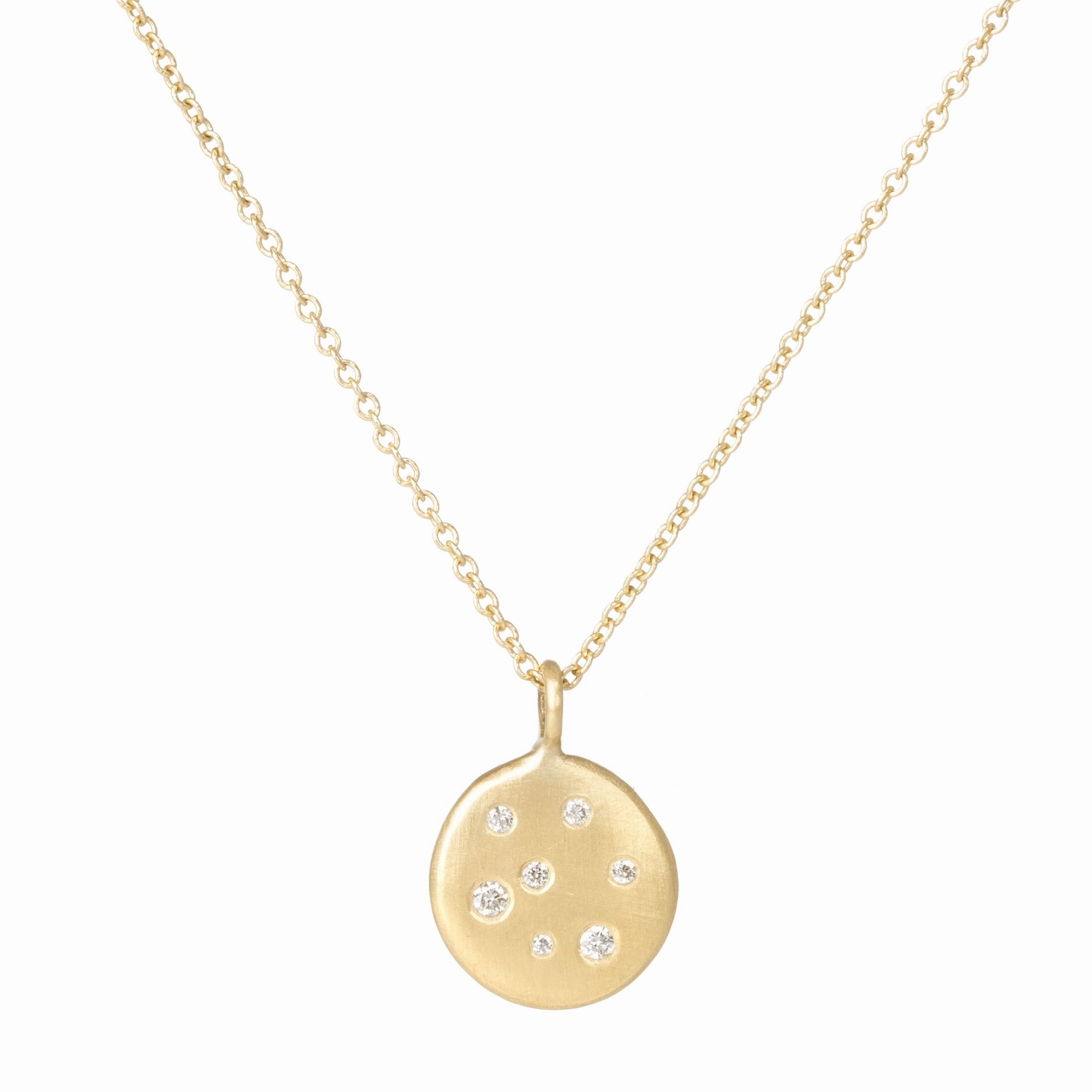 Winter Feature Dreamy Touch Golden Disc Necklace - 18k gold   Reclaimed Diamonds