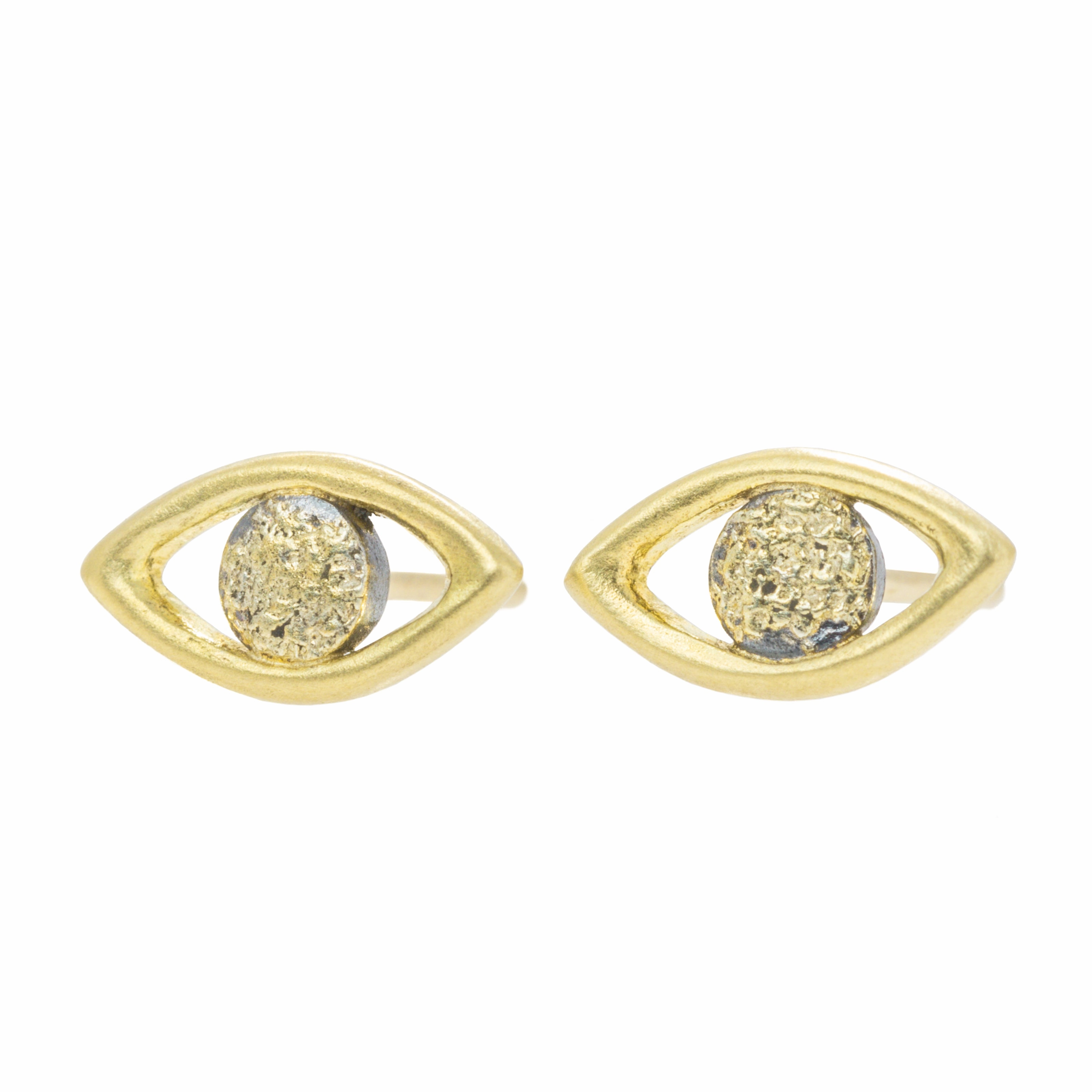 Vacation Embellishment Neutral Ornament Golden Eye Studs - 22k/18k Gold, Oxidized Silver