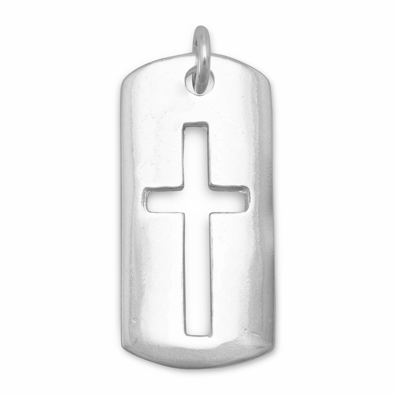 Cross Tag with Cut Out Pendant Sterling Silver, Pendant Only Finishing Feature Outdoor Glam