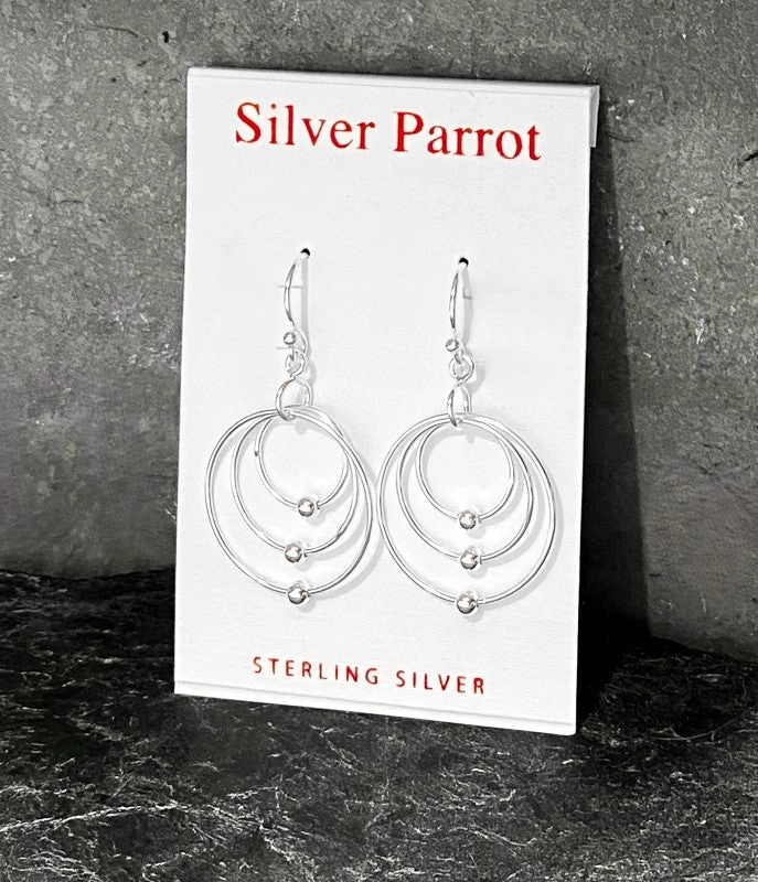 Opulent Shine Tri-Circle Sterling Silver Earrings