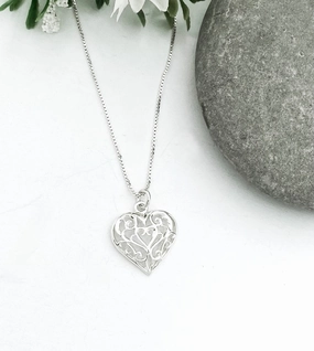 Sterling Silver Filigree Heart Pendant Instant Edge
