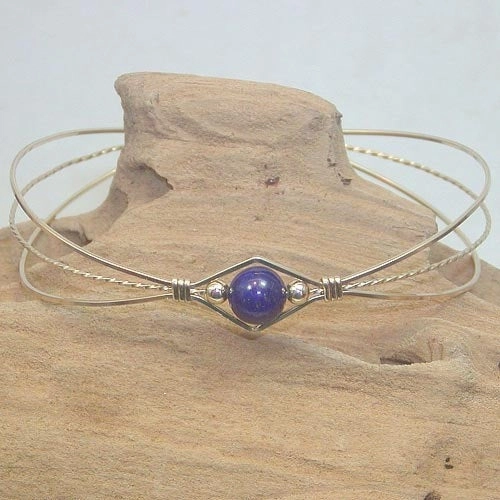Year-Round Wear Sustainable Finds 1-Bead Blue Lapis Bead Gold Filled Wire Wrapped Bracelet