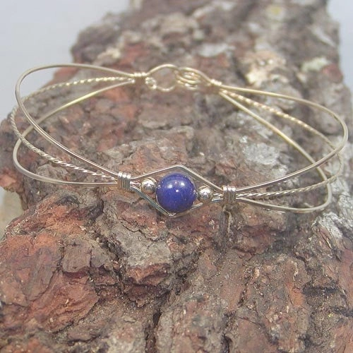Whole Assortment Admirable Composite 1-Bead Blue Lapis Bead Gold Filled Wire Wrapped Bracelet