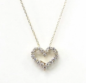 14K Yellow Gold Round Shape Diamond Heart Pendant  (.50ctw) Refined Detail