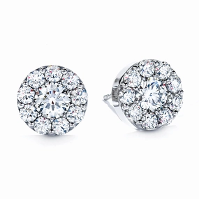 Gorgeous Selection decorative element Hearts On Fire Round Solitaire/Stud Diamond Earrings in 18K White Gold (1.02ctw)