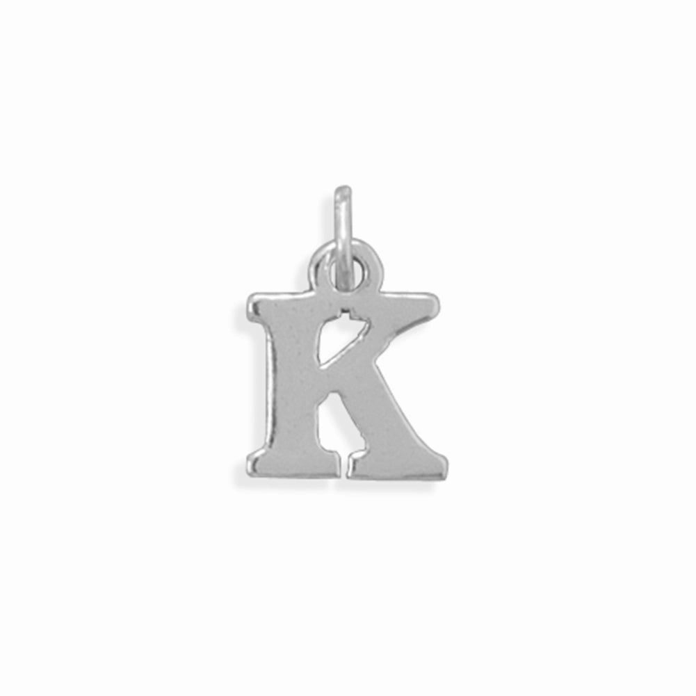 Alphabet Letter K Charm Sterling Silver - Made in the USA Radiant Finish Pieces