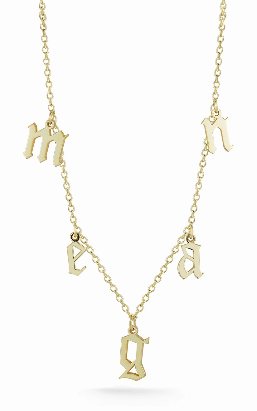 Modern Fashion Spring Detail Gothic Name Necklace