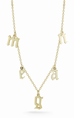 Modern Fashion Spring Detail Gothic Name Necklace