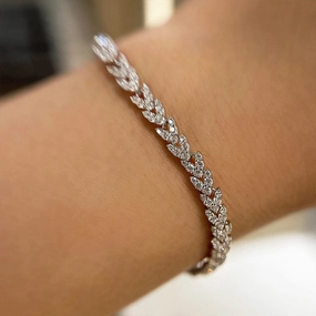 Casual Combo Louily Fashion Wheat Ear Design Bracelet For Women In Sterling Silver