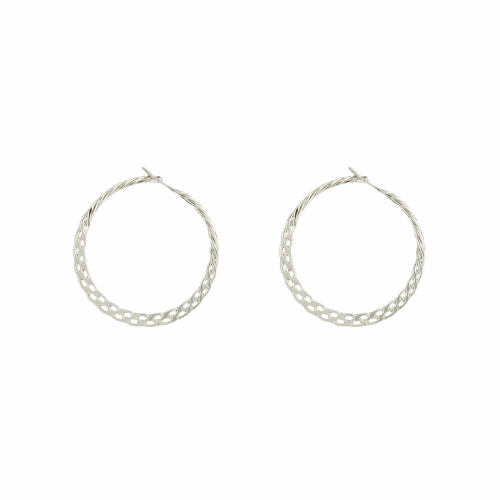 Handmade Shine Pieces Mark Steel Sterling Woven Hoops