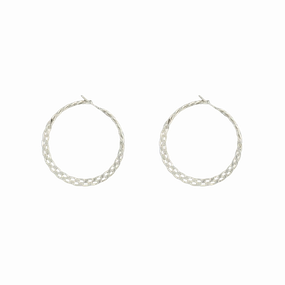 Handmade Shine Pieces Mark Steel Sterling Woven Hoops