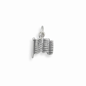 Polished Pieces United States Flag Charm USA Sterling Silver