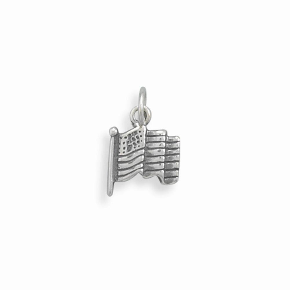 Polished Pieces United States Flag Charm USA Sterling Silver