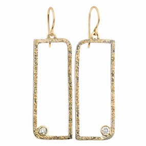 Beautiful Product Floating Square Hoops with Diamonds - 22k/18k Gold, Oxidized Silver   Reclaimed Diamonds