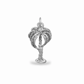 Palm Tree Charm Pendant Antiqued Sterling Silver 3-D, Made in the USA Splendid Shine Classic Fashion