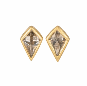 Secure Product Cognac Rose Cut Kite Studs - 18ky   Reclaimed Diamonds