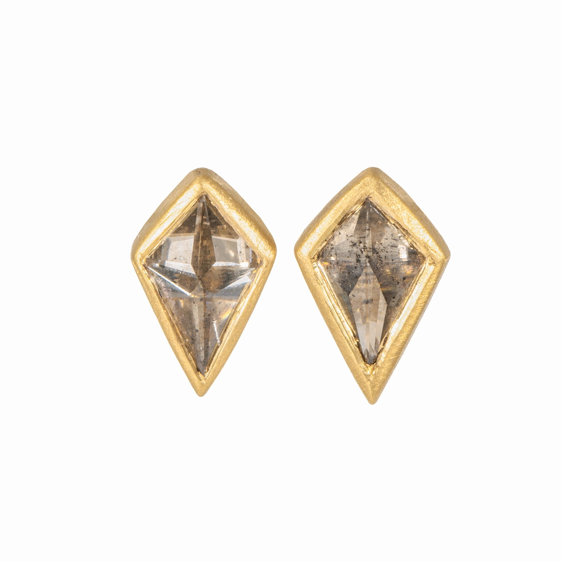 Secure Product Cognac Rose Cut Kite Studs - 18ky   Reclaimed Diamonds