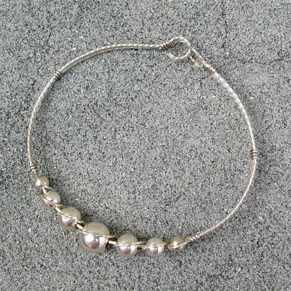 Graduated Sterling Silver Beads Wire Wrapped Bracelet Audience Favorite