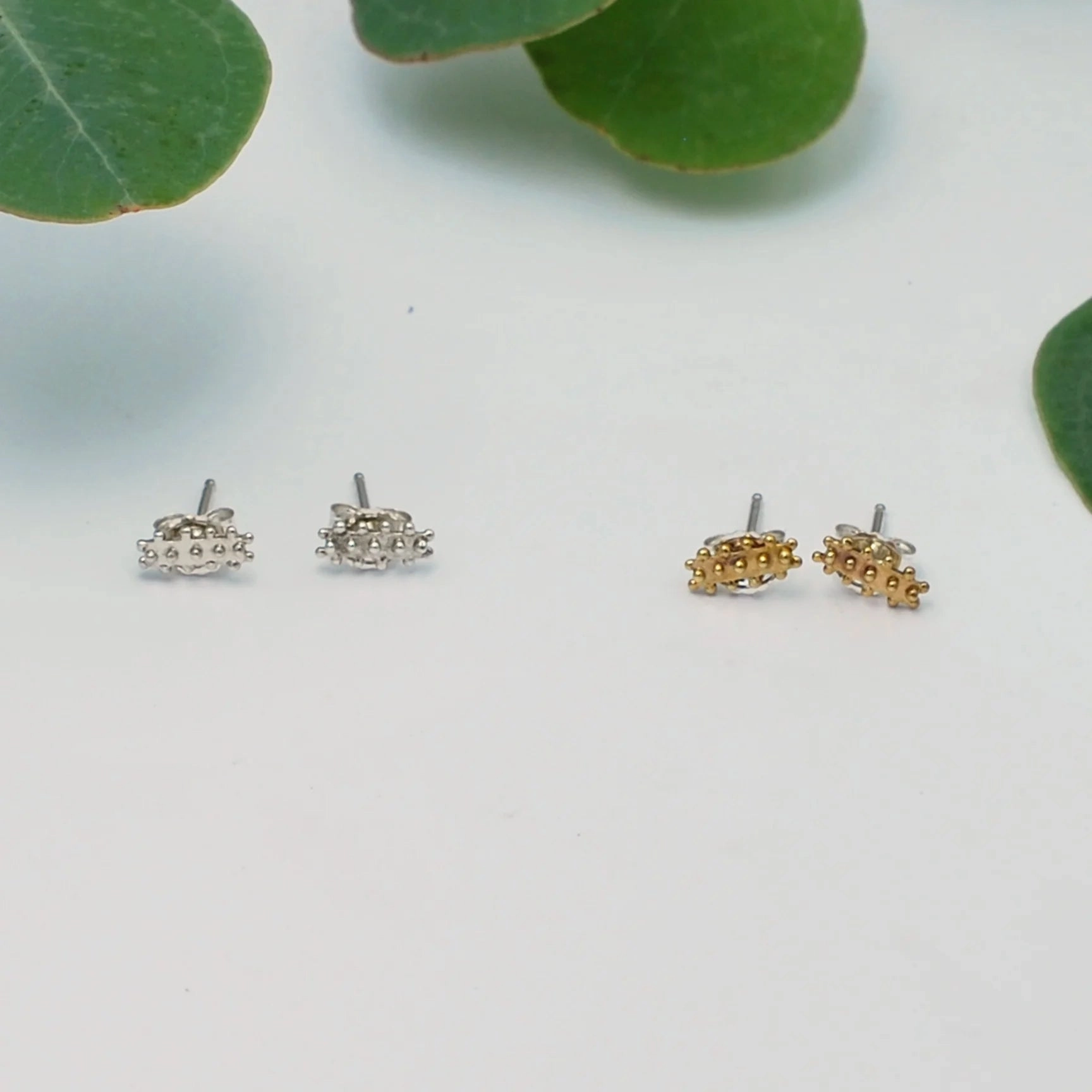 Granule Bar Studs - Sterling Silver Curved Decoration
