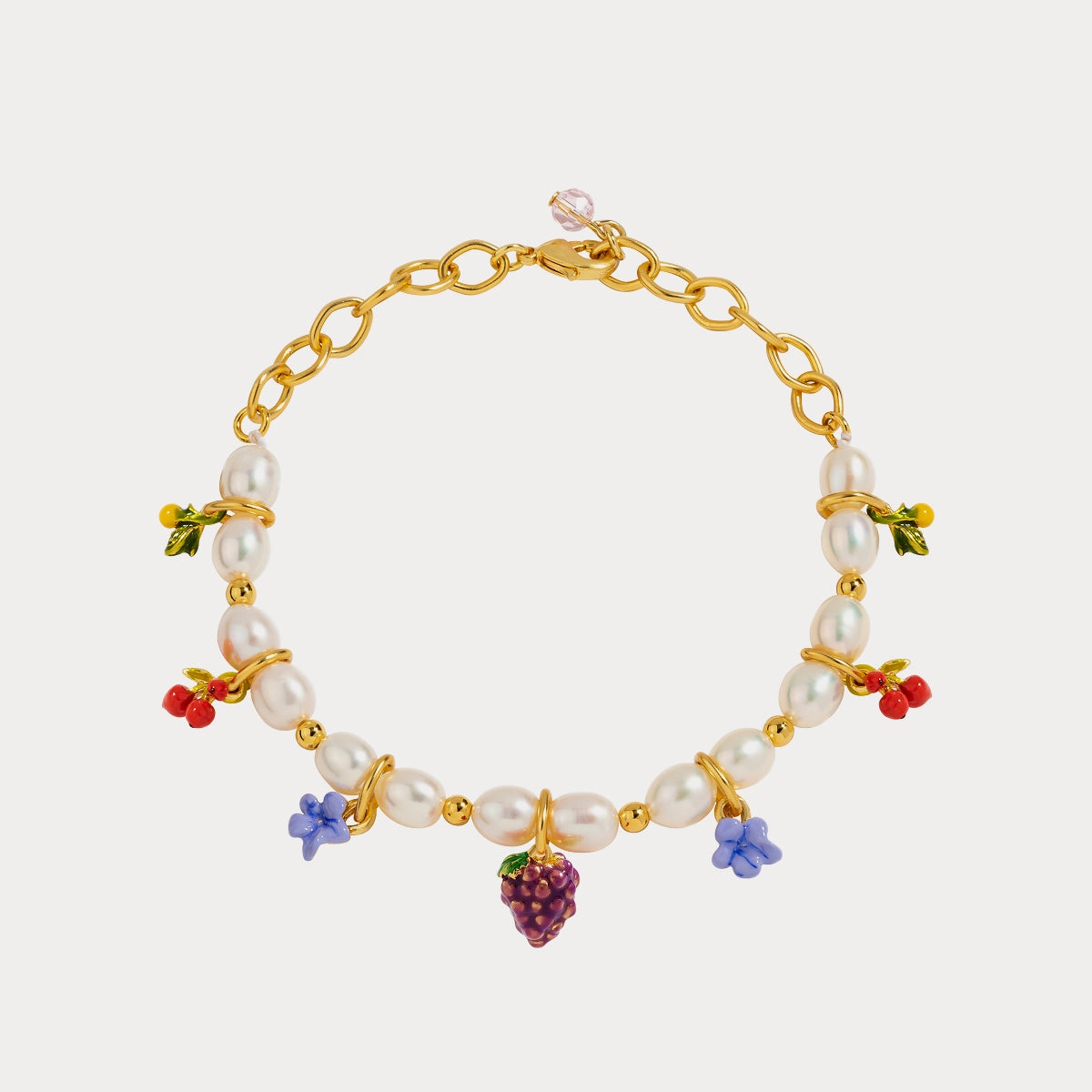 Grape Pearl Bracelet Bright Shine Glow Detail