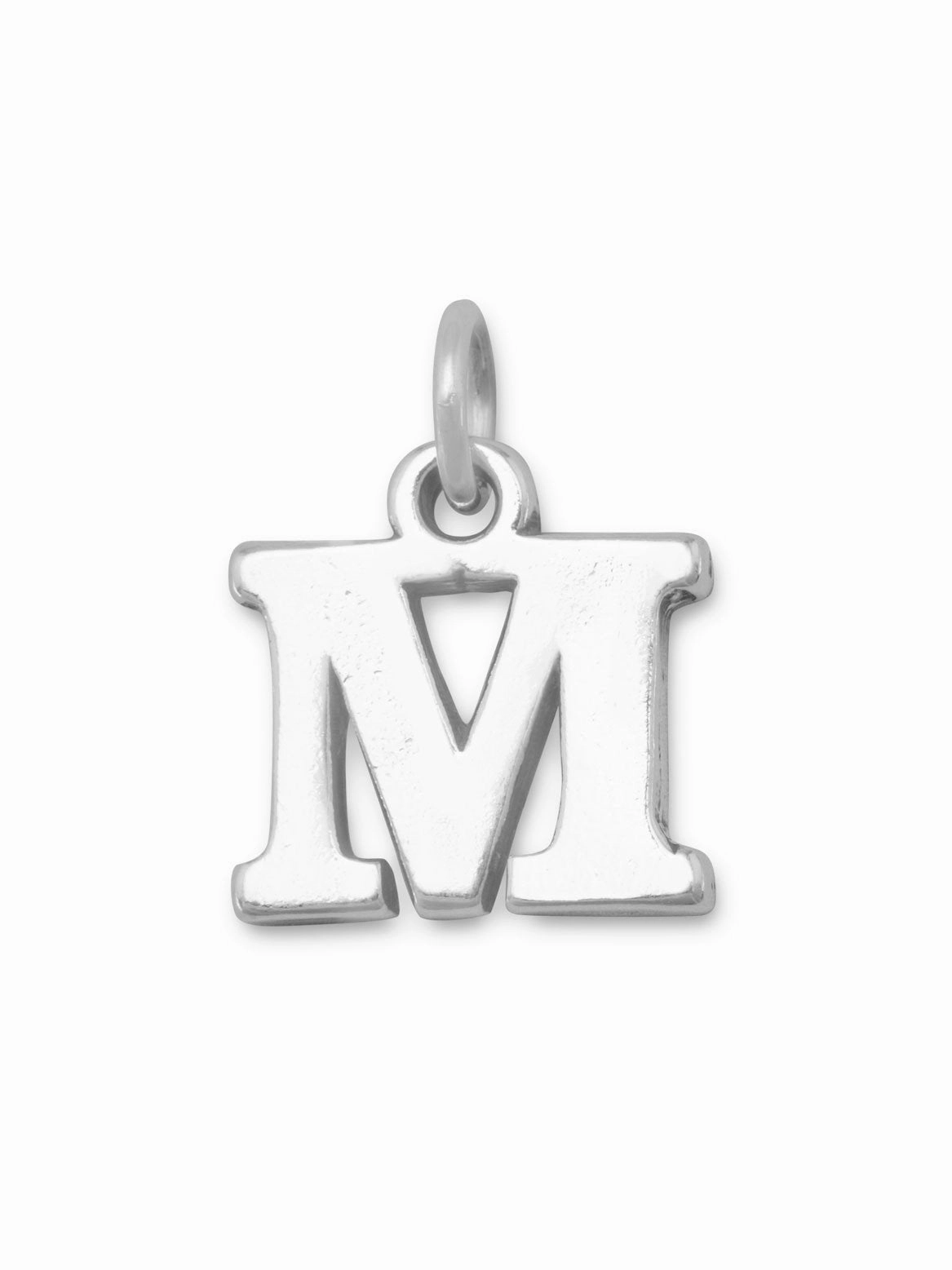 Greek Alphabet Letter Mu Charm Sterling Silver - Made in the USA Silky Finish Dainty Detail