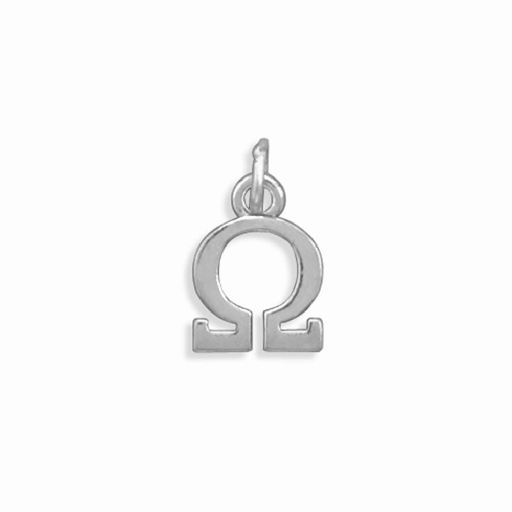 Greek Alphabet Letter Omega Charm Sterling Silver - Made in the USA Charming Look Trendy Detail