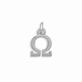 Greek Alphabet Letter Omega Charm Sterling Silver - Made in the USA Charming Look Trendy Detail