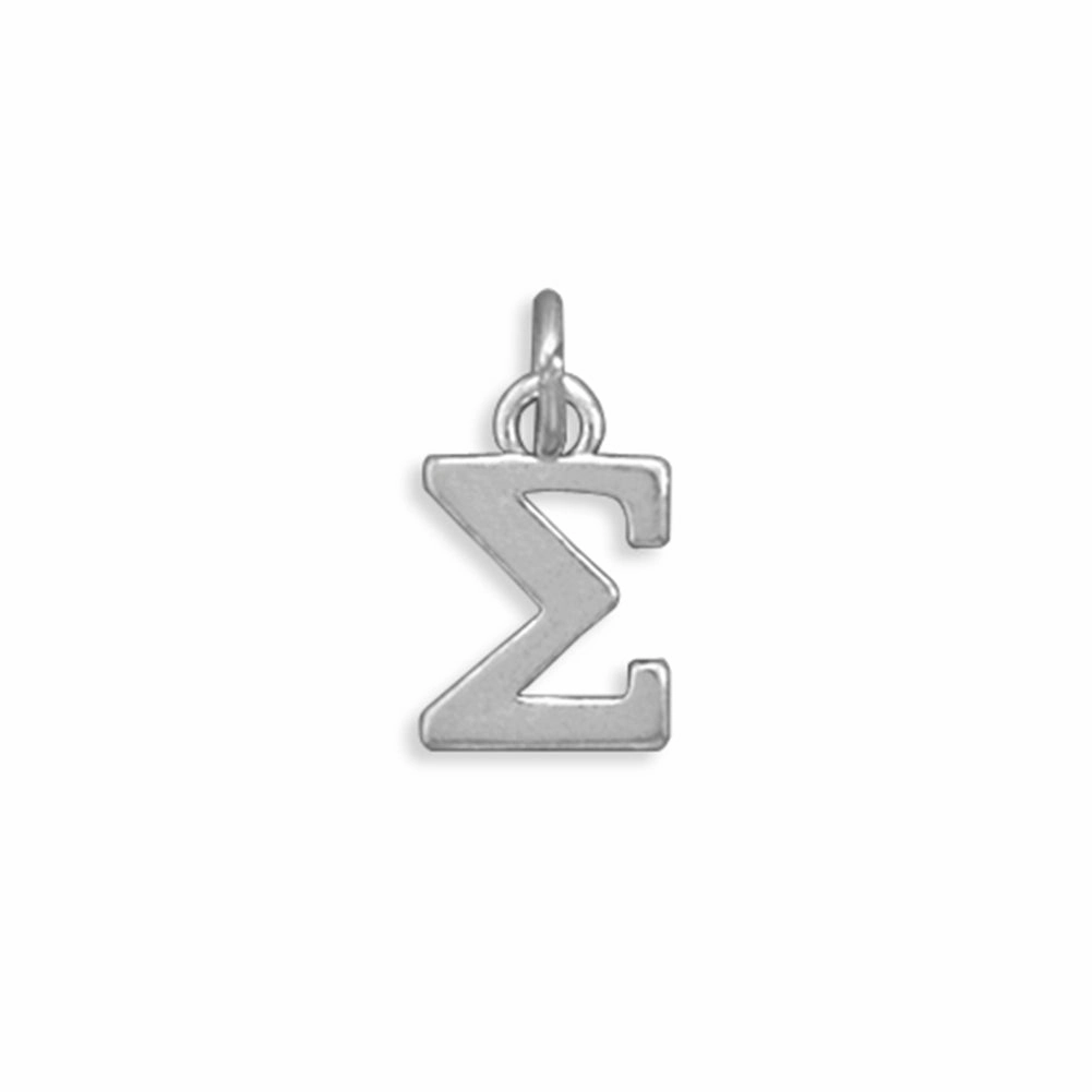 Greek Alphabet Letter Sigma Charm Sterling Silver - Made in the USA Wedding Gift Casual Classic