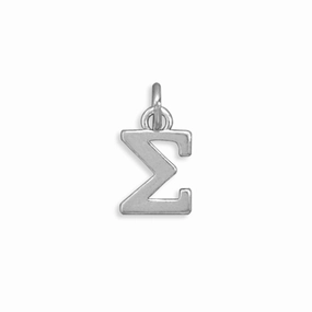 Greek Alphabet Letter Sigma Charm Sterling Silver - Made in the USA Wedding Gift Casual Classic