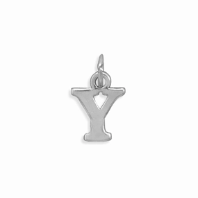Polished Lines Greek Alphabet Letter Upsilon Charm Sterling Silver - Made in the USA