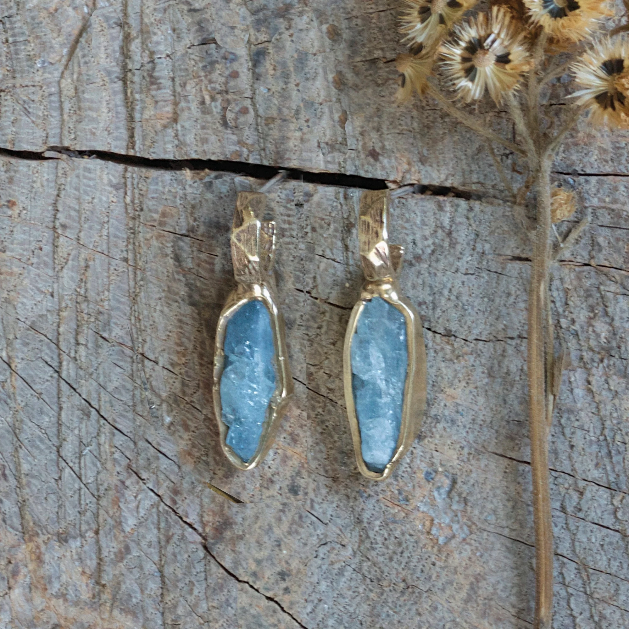 Party Item Fashionable Adornment Guardian Huggies - Brass, Aquamarine   Silver