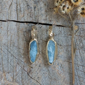 Party Item Fashionable Adornment Guardian Huggies - Brass, Aquamarine   Silver