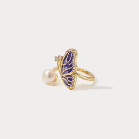 Half Butterfly Pearl Ring Lightweight Craft