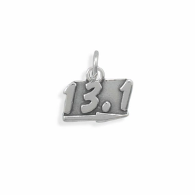 Half Marathon Running Charm 13.1 Antiqued Sterling Silver - Made in the USA Stunning Finish Statement Accent