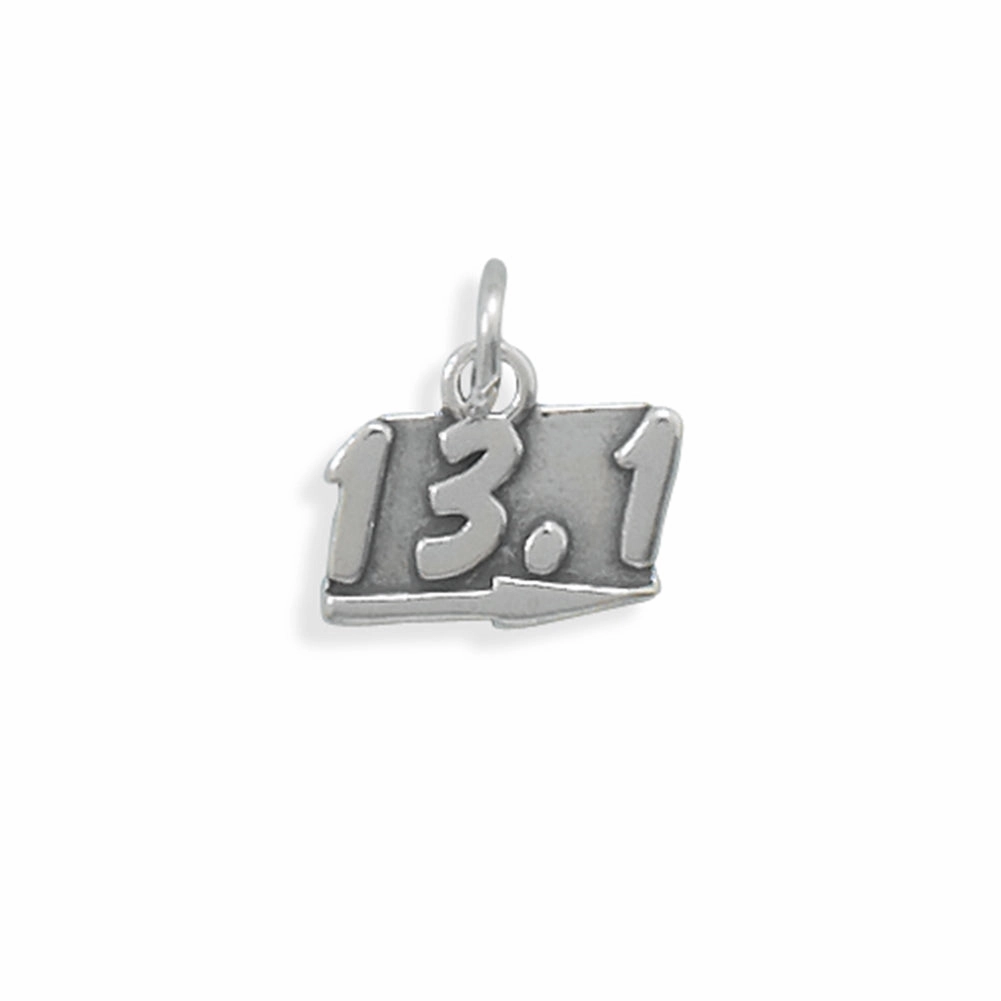 Half Marathon Running Charm 13.1 Antiqued Sterling Silver - Made in the USA Stunning Finish Statement Accent