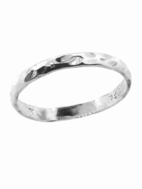 Hammered Sterling Silver Stackable Band Ring 2.5mm Wide Bridal Gift
