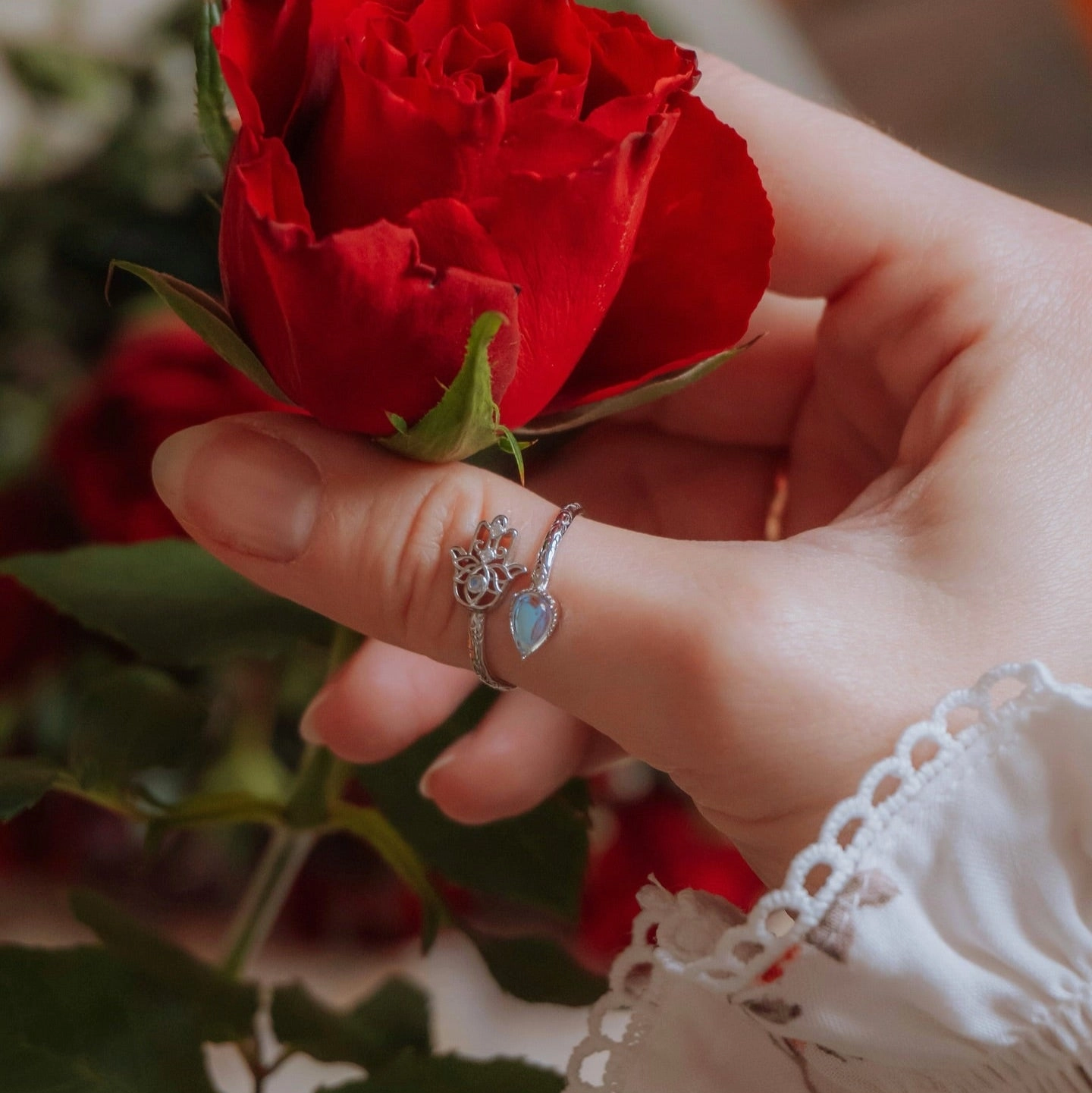 Hamsa Hand Ring Glamour Appeal All Day Look